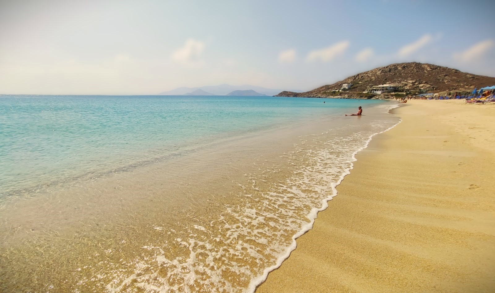 Naxos rent a car at Agios Prokopios beach with crystal clear water, Greece